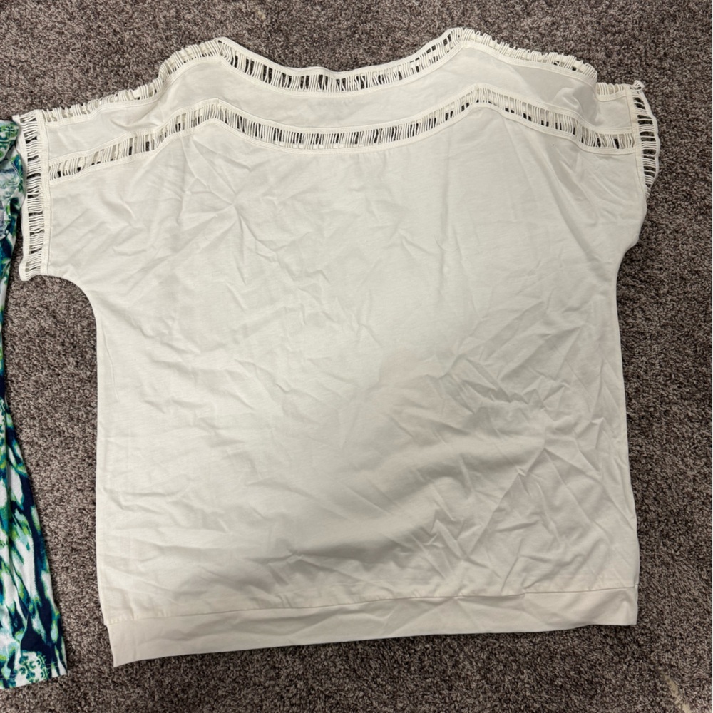 Roaman's Ivory Fringe Detail Top